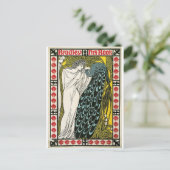 Vintage Poster:Pfau:Frau Postkarte (Stehend Vorderseite)