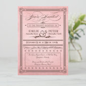 Vintage Poster Pink & Brown Empfang nur Hochzeit Einladung (Stehend Vorderseite)
