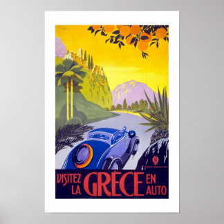 Vintage Poster Print Besuch Griechenland per Auto