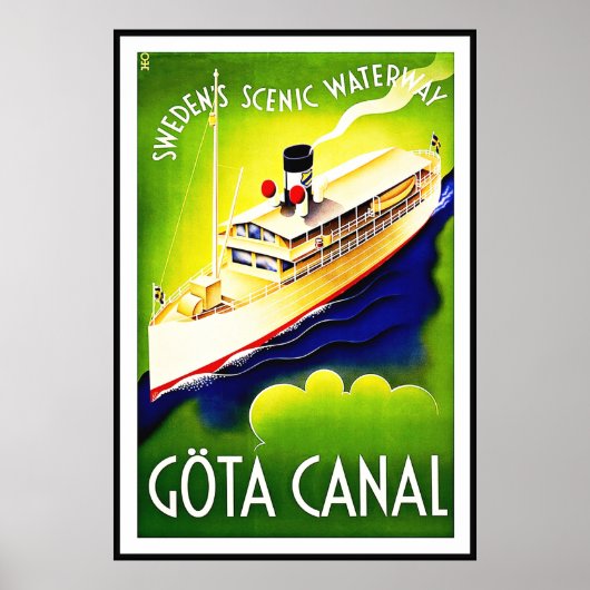 Vintage Poster Print Gota Canal Schweden Wasserstr (Vorne)