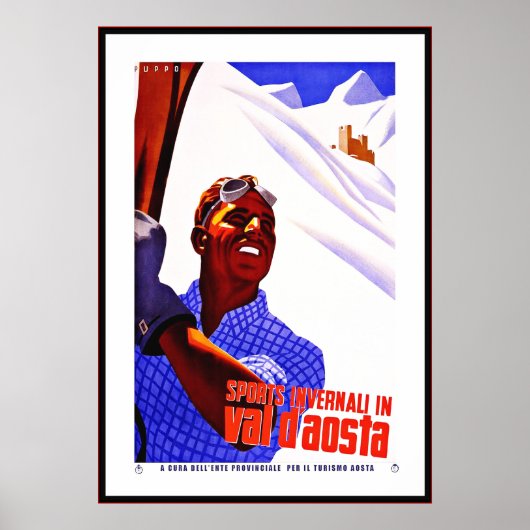 Vintage Poster Print Invernali Val D'Aosta Italien (Vorne)