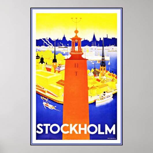 Vintage Poster Print Stockholm Große (Vorne)