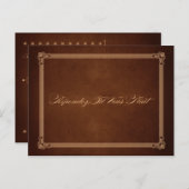 Vintage Poster Rich Brown Wedding RSVP Postcard Einladungspostkarte (Vorne/Hinten)