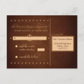 Vintage Poster Rich Brown Wedding RSVP Postcard Einladungspostkarte (Rückseite)