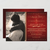 Vintage Poster Rich Red Foto Save the Date (Vorne/Hinten)