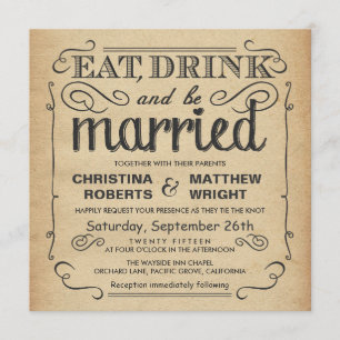 Vintage Poster Rustikale Hochzeit - Platz Einladung