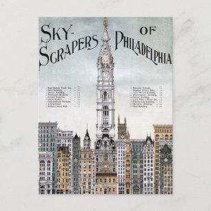 Vintage Poster - Sky Scrapers von Philadelphia Postkarte