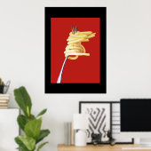 Vintage Poster Spaguetti und Fork Red (Heimbüro)