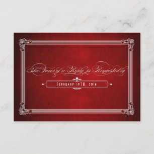 Vintage Poster Stil Rot & Silber Speisen UAWG RSVP Karte