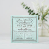 Vintage Poster Style Blue & Brown Square Wedding Einladung (Stehend Vorderseite)