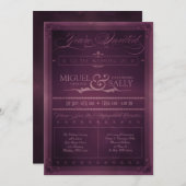 Vintage Poster Style Lila DIY Hochzeit Einladung (Vorne/Hinten)