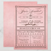 Vintage Poster Style Pink & Brown Hochzeit Einladu Einladung (Vorne/Hinten)