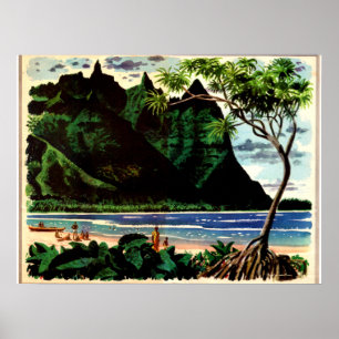 Vintage Poster, Tropische Insel Strand Poster