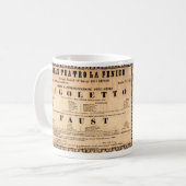 Vintage Poster von Rigoletto Opera Premiere (1851) Kaffeetasse (Vorderseite Links)