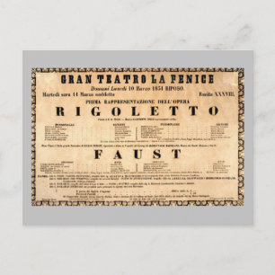Vintage Poster von Rigoletto Opera Premiere (1851) Postkarte