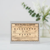 Vintage Poster von Rigoletto Opera Premiere (1851) Postkarte (Stehend Vorderseite)