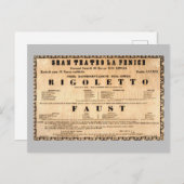Vintage Poster von Rigoletto Opera Premiere (1851) Postkarte (Vorne/Hinten)