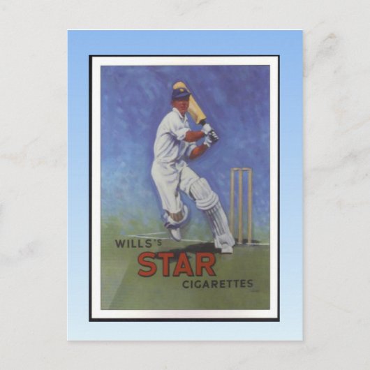 Vintage Poster, Wills Star Zigaretten, Cricketer Postkarte (Vorderseite)