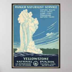 Vintage Posters, Yellowstone Nationalpark Geyser Poster