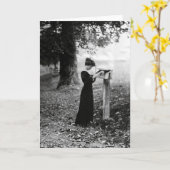 Vintage Postfach Viktorianische Frau Karte (Gelbe Blume)