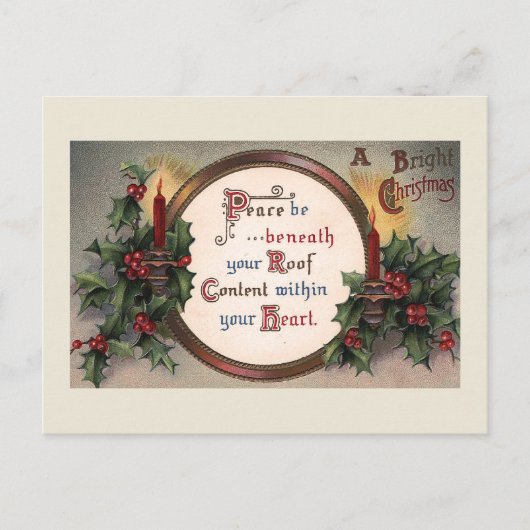 Vintage Postkarte "A Bright Christmas" (Vorderseite)