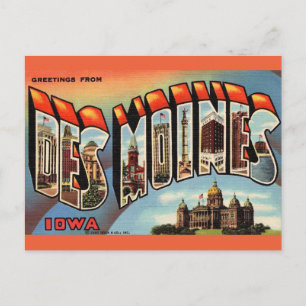 Vintage-Postkarte aus Des Moines Iowa Postkarte