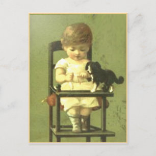 Vintage-Postkarte aus einem Scrapbook mit süßem Ba Postkarte