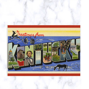Vintage-Postkarte aus Kentucky mit großem Buchstab Postkarte