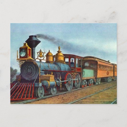 Vintage Postkarte Bahngleise Lokomotive (Vorderseite)