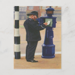 Vintage Postkarte bei Anrufen der Londoner Polizei