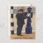 Vintage Postkarte bei Anrufen der Londoner Polizei (Vorne/Hinten)
