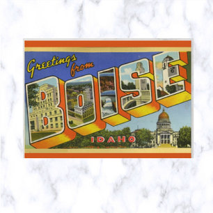Vintage-Postkarte Boise Idaho mit großen Buchstabe Postkarte
