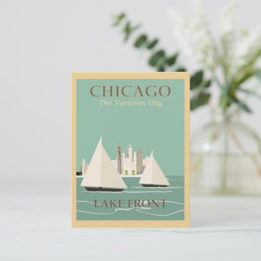 Vintage Postkarte Chicago (Stehend Vorderseite)