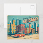Vintage Postkarte Chicago | Grüße aus Chicago (Vorne/Hinten)