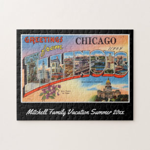 Vintage-Postkarte Chicago Illinois Familienandenke Puzzle