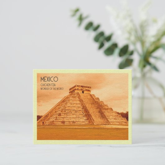 Vintage Postkarte Chichen Itza Mexiko (Stehend Vorderseite)