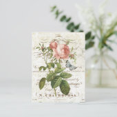 Vintage Postkarte der botanischen Rose (Stehend Vorderseite)