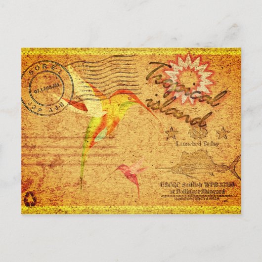 Vintage Postkarte der Tropeninsel Kolibris (Vorderseite)