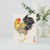 Vintage Postkarte des japanischen Roosters (Stehend Vorderseite)