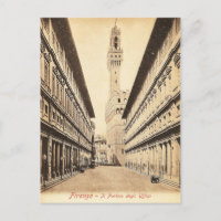 Vintage Postkarte, Firenze-Il Portico degli Uffizi