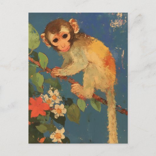 Vintage Postkarte für Affen (Vorderseite)