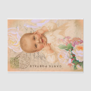 Vintage-Postkarte für Baby-Mädchen, Decoupage-Seid Seidenpapier