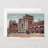 Vintage Postkarte für den Bahnhof Boston (Vorne/Hinten)
