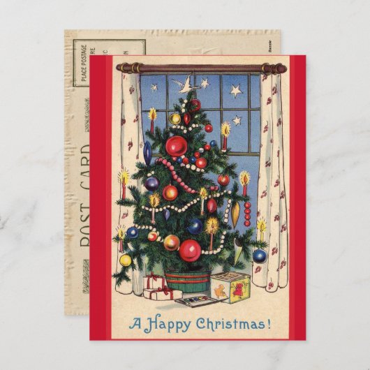 Vintage Postkarte für den Weihnachtsbaum (Vorne/Hinten)