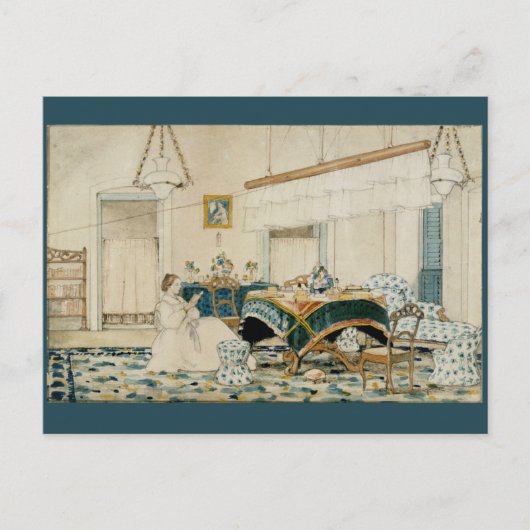 Vintage Postkarte für Frauen lesen Bücher (Vorderseite)