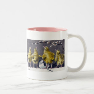 Vintage Postkarte für Ostern Zweifarbige Tasse
