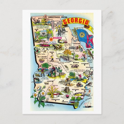 Vintage Postkarte Georgiens (Vorderseite)
