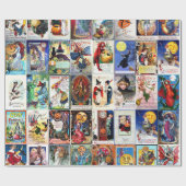 Vintage Postkarte Halloweens Geschenkpapier (Flach)
