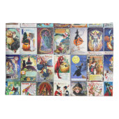 Vintage Postkarte Halloweens Kissenbezug (Rückseite-Links)