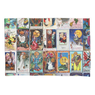 Vintage Postkarte Halloweens Kissenbezug